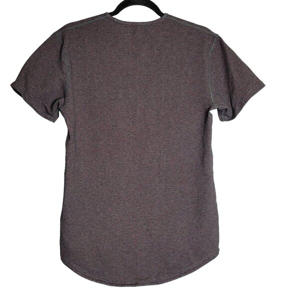 BYLT Mens Drop Cut Lux T-Shirt Short Sleeve Crewneck Striped Gray Red Size S - Picture 5 of 5